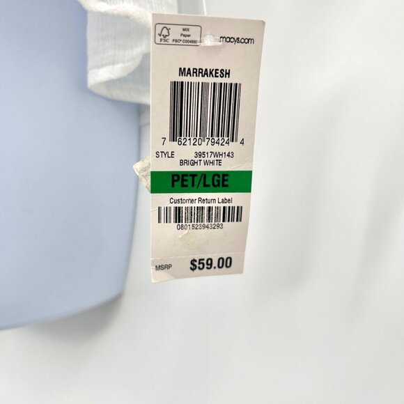 NWT CHARTER CLUB MARRAKESH WHITE & BEIGE LACE TRIM BOHO PEASANT TOP - PL - Picture 5 of 5